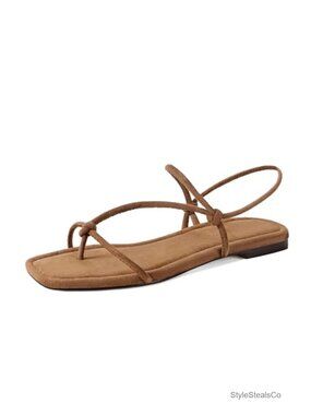 Faux Leather Slingback Flat Sandals Comfortable Dressy Summer Beach Thong Slide